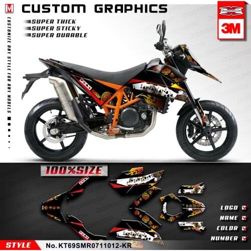 KUNGFU GRAPHICS Motorcycle Decal Stickers Complete Vinyl Wraps for SM SMR 690 2007 2008 2009 2010 2011, Free Add Number
