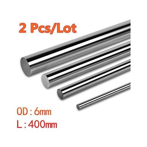 2 Pcs Cnc Linear Shaft Chrome OD 6mm L 400mm WCS Round Harden Steel Rod Bar New