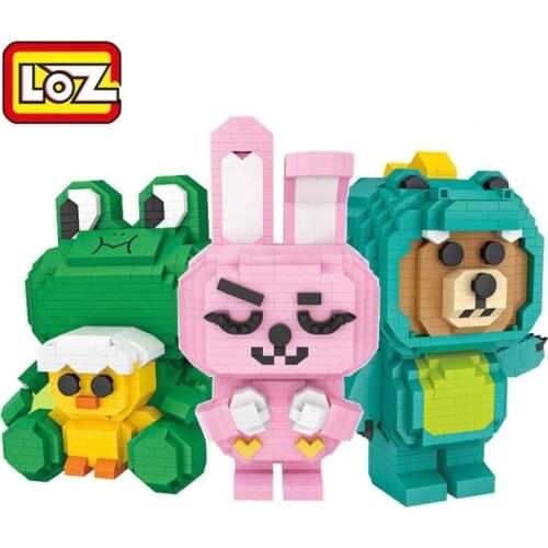 LOZ Mini blocks Cartoon Frog Auction Figure Bricks Anime Bear Model for Girls Gifts Cute Doll Children Toys Kids present 9241