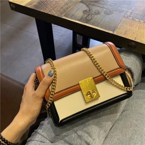Small Texture Small Square Bag New Hit Color Chain Bag Shoulder Diagonal Bag High Fashion Simplicity Female Bag Louie Vuiton