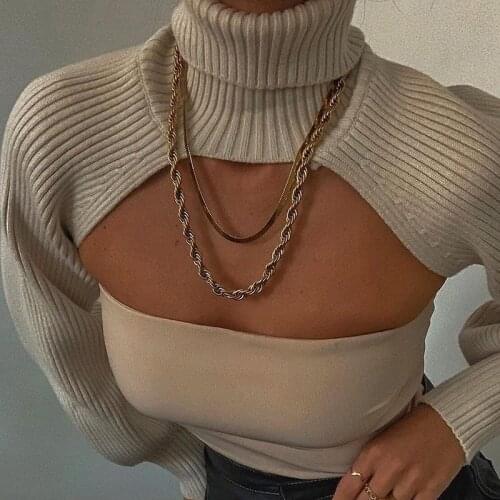 MEIYANGYOUNG Turtleneck Sexy Short Crop Sweater female 2020 tops for women full sleeves Knitted Pullover Chic Jumper Streetwear