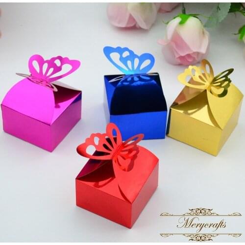 Metallic paper laser cut wedding party decoration paper craft wholesale cheap price candy favor gift boxes