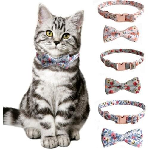 Cute Cat Collar Bowknot Adjustable Safety Buckle Bow Tie Cat Accessories Collar for Cats Small Puppy Dogs