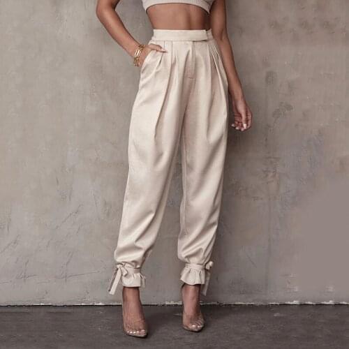 Fashion Autumn Lace Up Pencil Pants Sexy High Waist Pants Casual Pockets Zipper Trousers Women Office Lady Pants Street PantsNew
