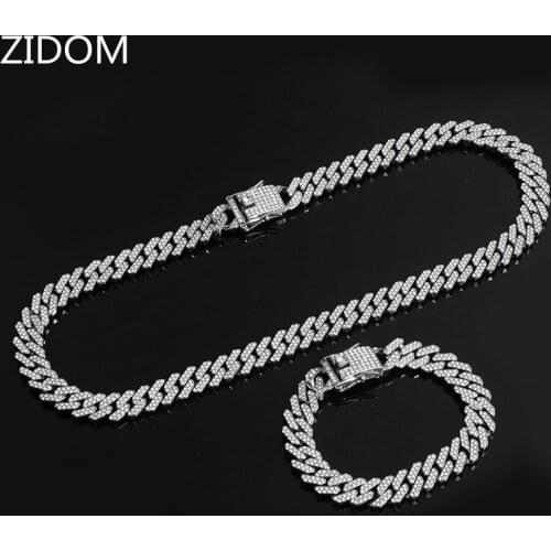 Men Hip Hop Cuban Chain Necklace fashion 13mm rhombus Chains Necklaces Iced Out Bling Necklaces Male HipHop jewelry Gifts