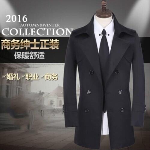 Mens short trench coats man Double breasted coat men clothes black slim fit overcoat long sleeve spring autumn plus size S - 9XL