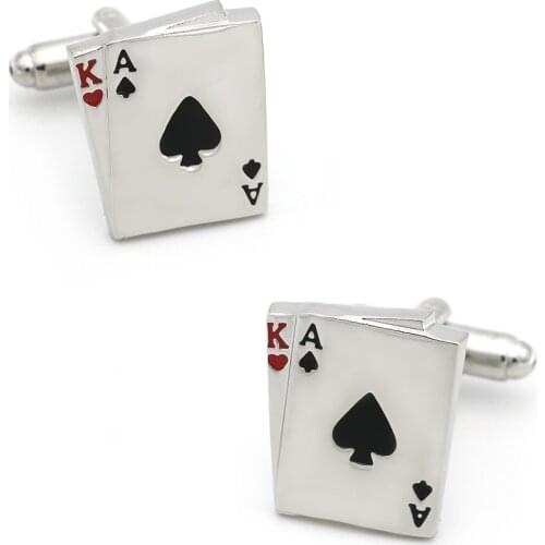 Mens Poker Cuff Links Copper Material Playing Card King & Ace