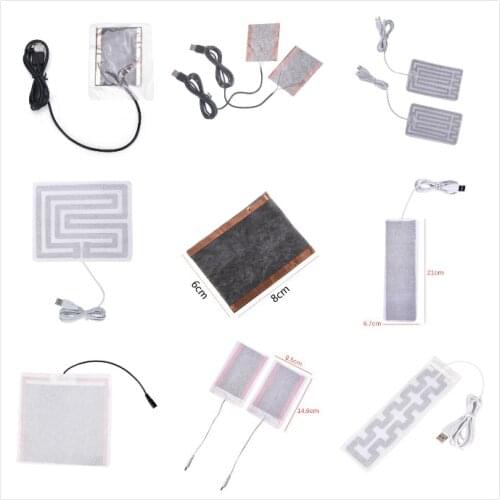 2020 New 2Pcs 5V Carbon Fiber Heating Pad USB Heating Film Electric Infrared Fever Heat Mat Warm Arm Hand Waist Heated Glove