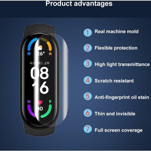 New Protective Film For Mi Band 6 Smart Watch TPU Soft Film Composite Screen Printing Hot Bending Film Smart Watch Accessories