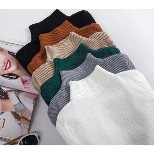 2020 New-coming Autumn Turtleneck Pullovers Sweaters Primer shirt long sleeve Short Korean Slim-fit tight sweater