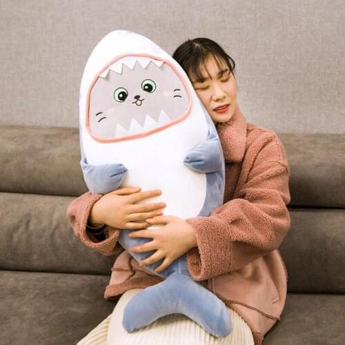 New Hot Huggable Shark Plush Toys Kids Sleeping Pillow Travel Companion Toy Gift Lovely Stuffed Animal Fish for Children