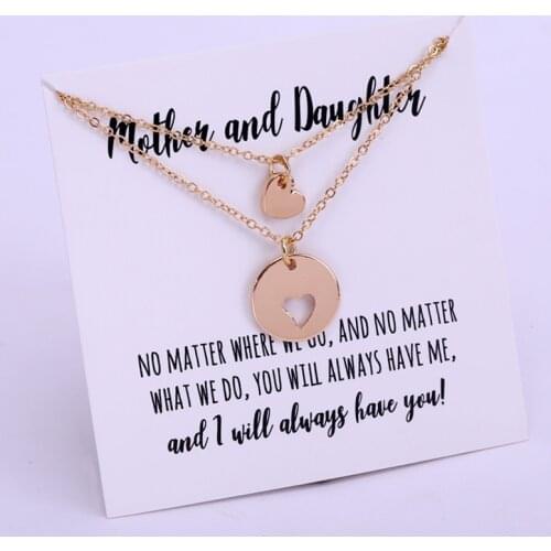 Mother and Daughter Necklaces Heart Love Couple Mom Birthday Sister Gift Best Friends Jewelry - A Set