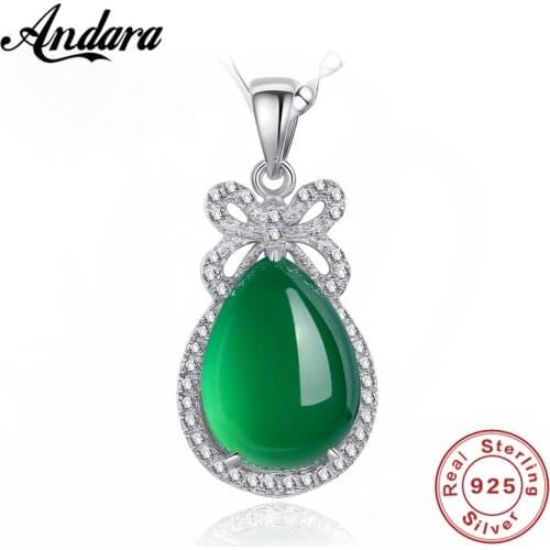 Fine Jewelry 100% 925 Silver Necklace Crystal Green Zircon Pendant Silver Necklace S925 Silver Jewelry Necklace