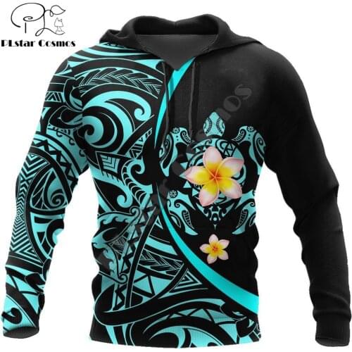Pohnpei Amazing Polynesian Sea Turtle Tattoo & Hibiscus 3D Printed Unisex Zip Pullover Casual Harajuku Streetwear DW0409