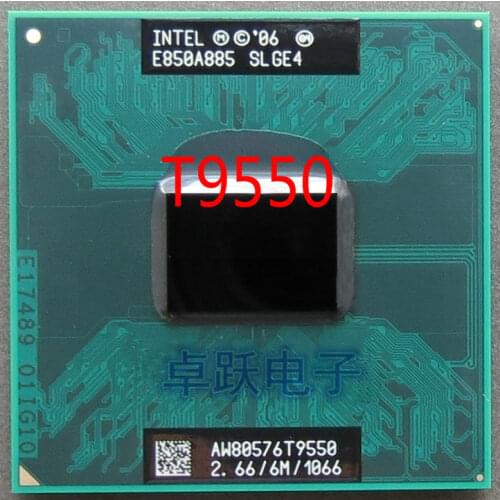 Lntel CPU laptop Core 2 Duo T9550 CPU 6M Cache/2.66GHz/1066/Dual-Core GM45/PM45 can work