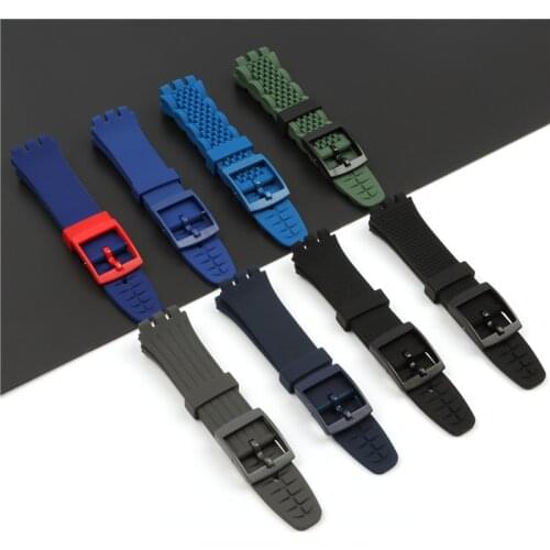 20mm Silicone Strap Female Pin Buckle Watch Accessories For Swatch SUSB400 SUSW402 Mens Sports Waterproof Bracelet Watch Band