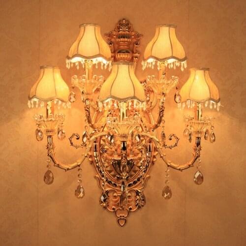5 gold Luxury Crystal Wall Sconce Light Crystal Lighting romantic fashion crystal wall lamp wall lights with shade