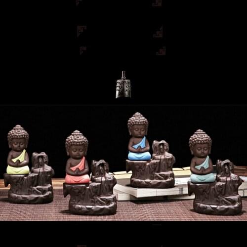 The Little Monk Censer Backflow Stick Incense Cones Burner Mini Craft Creative Home Decor Buddhist Small Buddha Burner