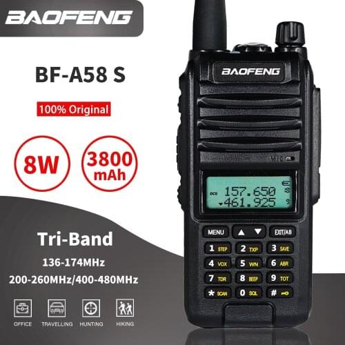 Baofeng BF-A58 S Tri-Band Walkie Talkie VHF UHF Dual Band Transceiver 3800mAh Portable CB Ham Radio 8W 10km Three Way Radio