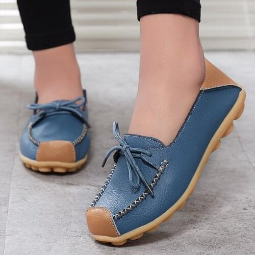 Women Geniune Leather Shoes Moccasins Mother Loafers Soft Leisure Flats Female Casual Footwear 2021 Spring New Arrival