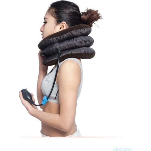 U-Shape Massage Air Inflatable Pillow Cervical Neck Traction Device Travel Airplane Car Head Neck Rest for Sleep Home Textile