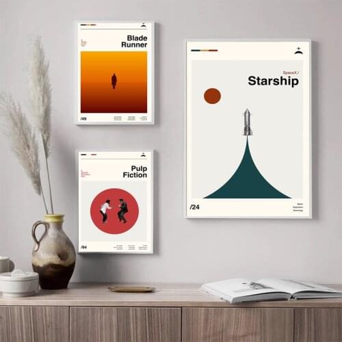 Mid Century Interstellar Starship Pulp Fiction Jaws Vintage Canvas Painting Poster Print Wall Art Picture Living Room Home Decor