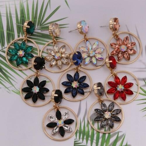 Xujiafu Oorbellen Fashion Crystal Stone Earrings Woman Earrings Pendant Flower Earrings Bohemian Jewelry Gifts 2020