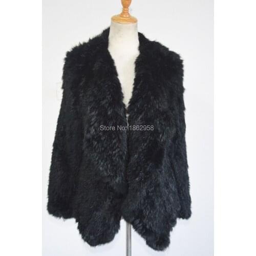 SJ461 Sandrafur Wholesale Cheap Price Black Top Quality Women Rabbit Fur Jackets