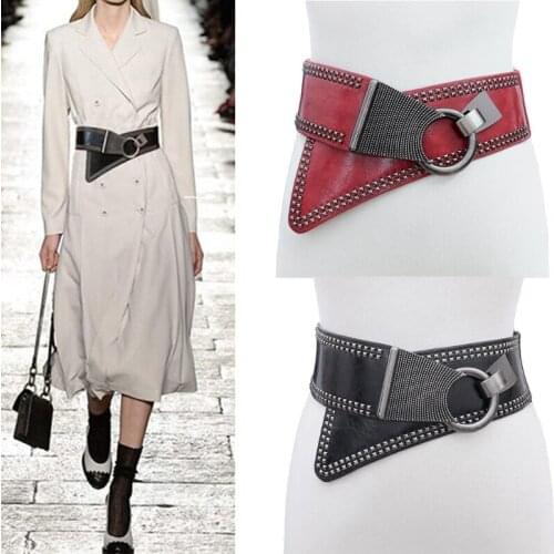 Womens Waist Belts Plus Size 25"-70" Dresses leather Elastic Stretch Cinch Belt with Fashion Metal Interlock Belt Buckle