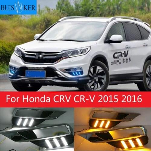 1 Set 12V ABS LED Daytime Running Light Daylight With Yellow Turn Signal Lamp For Honda CRV CR-V 2015 2016 DRL