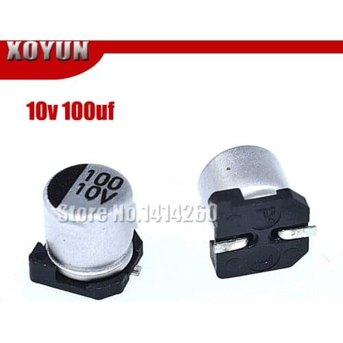10PCS Electrolytic capacitor 10v100uf 6.3*5.4mm SMD aluminum electrolytic capacitor 100uf 10v