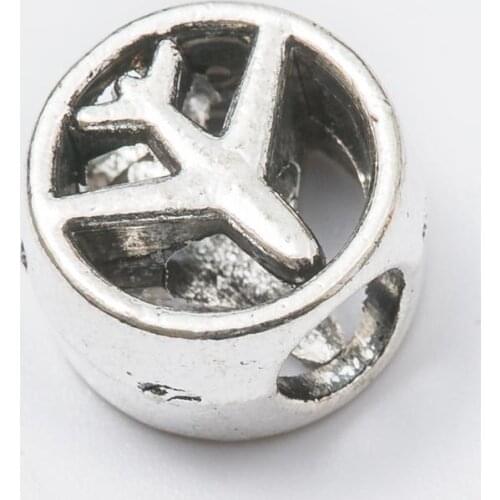 10Pcs/Lot aircraft Antique Silver Color DIY Zinc alloy Big Hole Spacer Bead Charm Fits Jewelry making Bracelet js1050