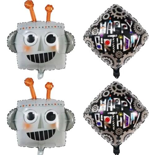 2pcs Cartoon Game Pioneer Robot Head Foil Helium Balloons Mechanical Air Globos Kids Birthday Theme Party Decorations Toys