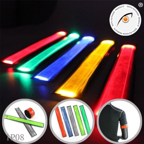 2PCS Moto Reflective Tape Armband Night Reflective Fabric Wristband LED Bracelet Fashion Unisex Glow Wrist For Running Cycling