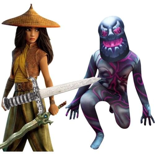 2021 Scary Game Kids monsters Roleplay Siren Head Costume VS raya and the last dragon Halloween Cosplay Jumpsuits for Boys Girls