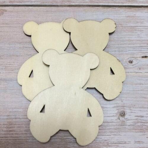 30 wood cut out bear shape unfinished wood DIY craft
