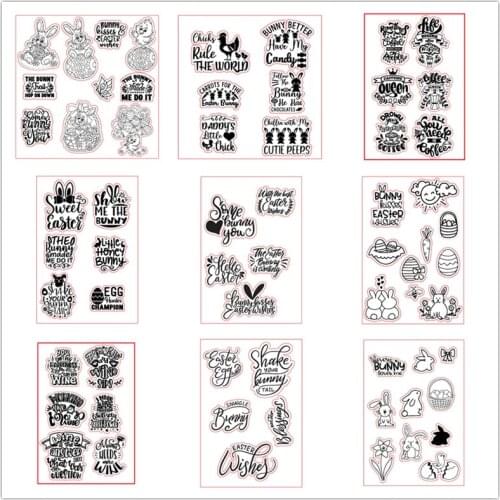 9 Styles Easter Wishes Silicone Clear Seal Stamp DIY Scrapbooking Embossing Photo Album Decorative Paper Card Craft