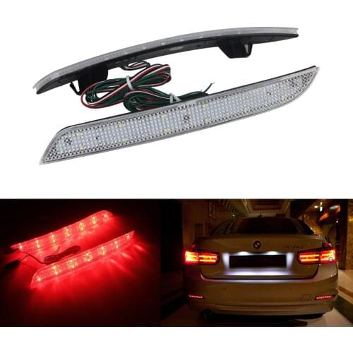 ANGRONG 2X Clear Lens Rear Bumper Reflector LED Light For BMW 3 4 Series F30 F32 F33 F34 F36