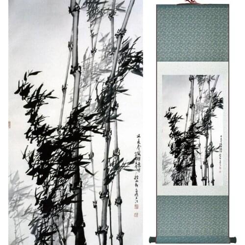 Bamboo painting Chiense characters and Flower painting Home Office Decoration Chinese scroll painting041203