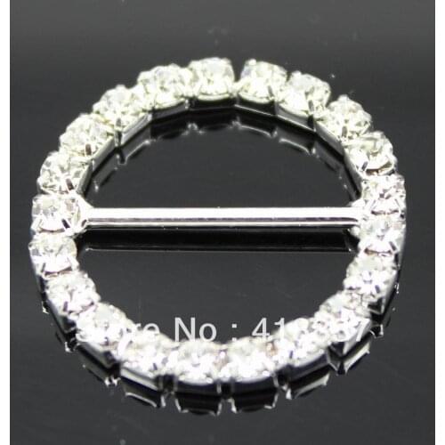 Free Shipping 50pcs DIA 25mm Rhinestone Buckle Round For Wedding invitations Ribbon Slider DIY