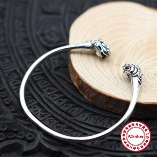 S925 sterling silver mens bracelet personalized classic retro jewelry domineering beast modeling gift to send lover Bangles