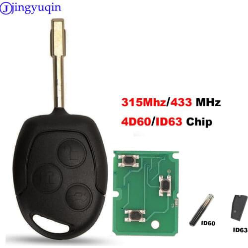Jingyuqin 3 Buttons Remote Key Fob 315Mhz 433MHz 4D60 ID63 Chip For Ford Mondeo Focus Fusion Fiesta Galaxy Transit Full Car Key