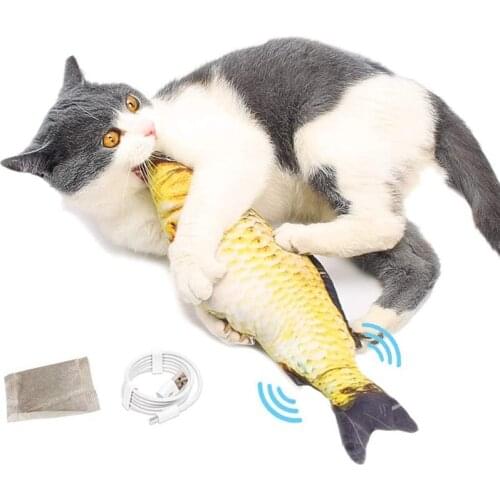 Electric Flopping Fish Moving Cat Kicker Toy Realistic Flopping Wiggle Fish Catnip Plush Interactive Fun Toy for Cat Exercise