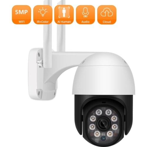 ANBIUX 5MP WiFi Camera PTZ Two Way Audio Outdoor IP Camera 4X Digital Zoom AI Human Detection Color Night Vision CCTV Camera
