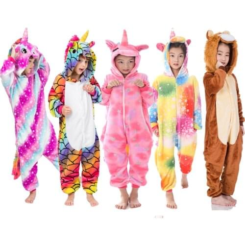 Kigruumi Winter Pajamas Christmas Pajama Boys Panda Girls Unicorn Pijamas for 4-12Years Kigurumi Kids