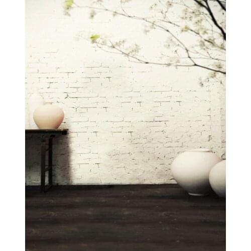 Brick Wall Tree Earthen Jar Photography Backdrops Photo Props Studio Background 5x7ft