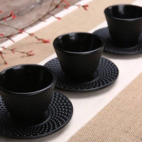 LBER Cast Iron Tea Cups Drinkware Chinese Handmade Kung Fu Coffee Tools Health Care Polka Dot Iron Cup Iron Pot Retro Cup- Teacu