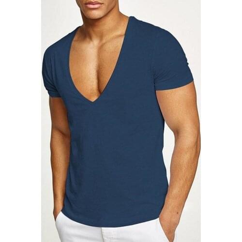 Men Casual Gym Muscle Tops Big V-Neck Short Sleeve Mesh Breathable Bodybuilding Sport Fitness Solid Color Tops Tees