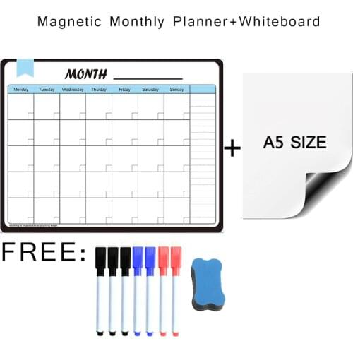 Soft White Board Magnetic Weekly Monthly Planner Calendar Dry Erase Magnet Fridge Stickers Memo Message Drawing Schedule Agenda