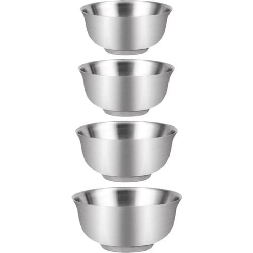 Stainless Steel Serving Bowls for Fruit Rice Salad Side Dishes Soup Dessert Food Container for Kids Silver